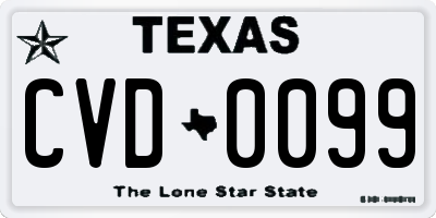 TX license plate CVD0099
