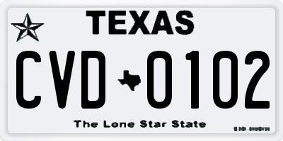 TX license plate CVD0102
