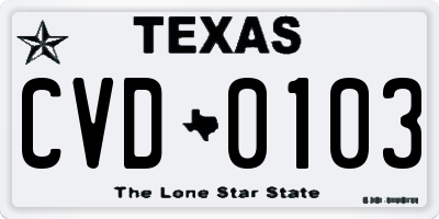 TX license plate CVD0103