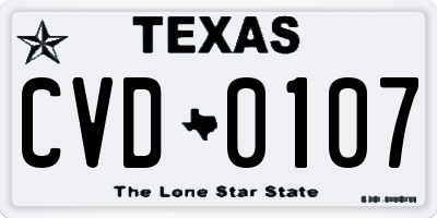 TX license plate CVD0107