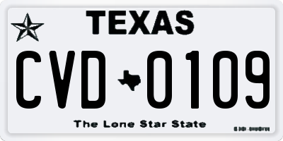 TX license plate CVD0109