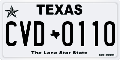 TX license plate CVD0110