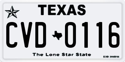 TX license plate CVD0116