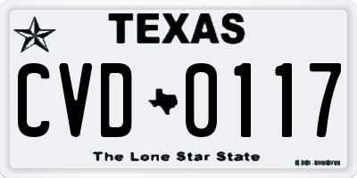 TX license plate CVD0117