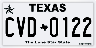 TX license plate CVD0122