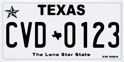 TX license plate CVD0123