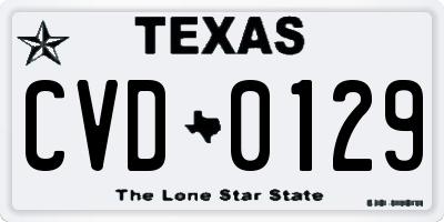 TX license plate CVD0129