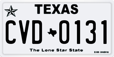 TX license plate CVD0131