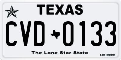 TX license plate CVD0133