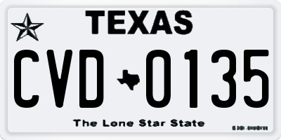 TX license plate CVD0135