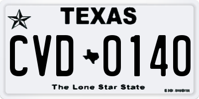 TX license plate CVD0140