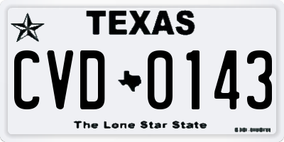 TX license plate CVD0143