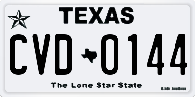 TX license plate CVD0144