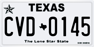 TX license plate CVD0145
