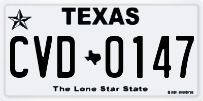 TX license plate CVD0147