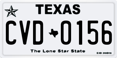 TX license plate CVD0156
