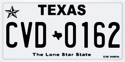 TX license plate CVD0162
