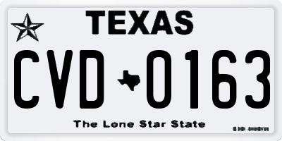 TX license plate CVD0163