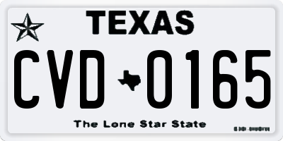 TX license plate CVD0165