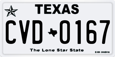 TX license plate CVD0167
