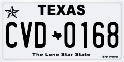 TX license plate CVD0168