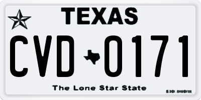 TX license plate CVD0171