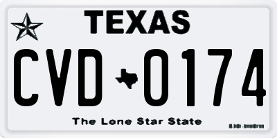 TX license plate CVD0174