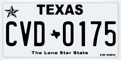TX license plate CVD0175