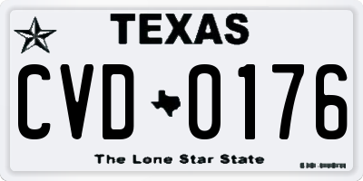 TX license plate CVD0176
