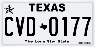 TX license plate CVD0177