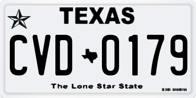 TX license plate CVD0179