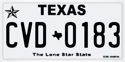 TX license plate CVD0183
