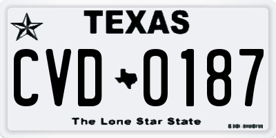 TX license plate CVD0187