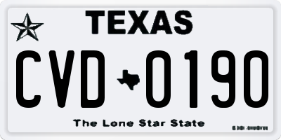 TX license plate CVD0190