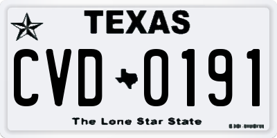 TX license plate CVD0191