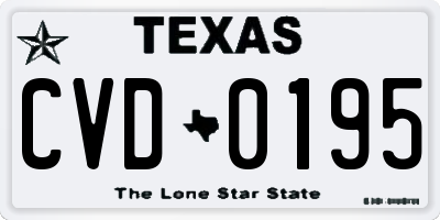 TX license plate CVD0195