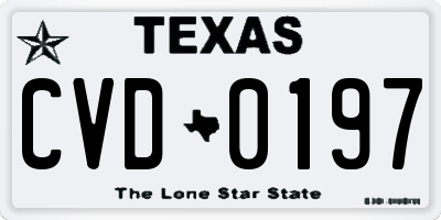 TX license plate CVD0197