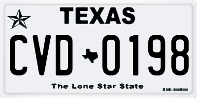 TX license plate CVD0198