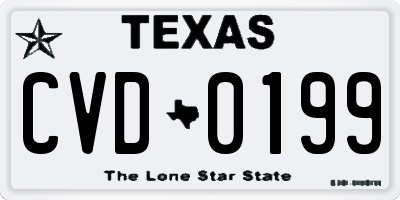 TX license plate CVD0199