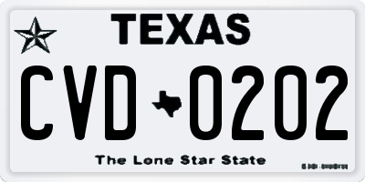 TX license plate CVD0202