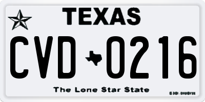 TX license plate CVD0216