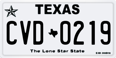 TX license plate CVD0219