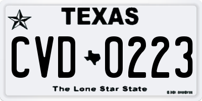 TX license plate CVD0223
