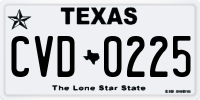 TX license plate CVD0225