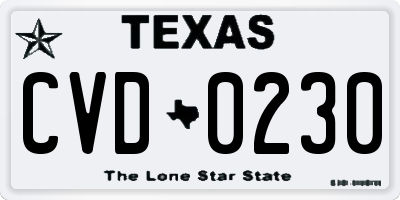 TX license plate CVD0230