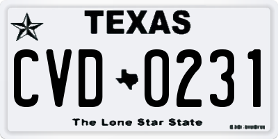 TX license plate CVD0231