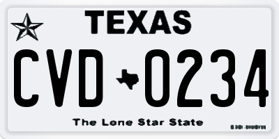 TX license plate CVD0234