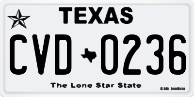 TX license plate CVD0236