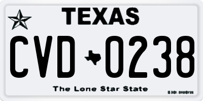 TX license plate CVD0238