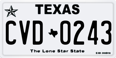 TX license plate CVD0243